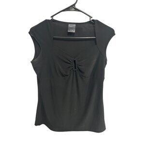 J.T.B. Black Sleeveless Ruched Front Womens Stretchy Top Size Small Lightweight